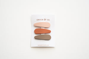 Matte Clips Set of 3 - Stone, Shell, Rust