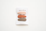 Matte Clips Set of 3 - Stone, Shell, Rust