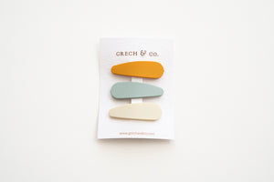 Matte Clips Set of 3 - Golden, Light Blue, Buff